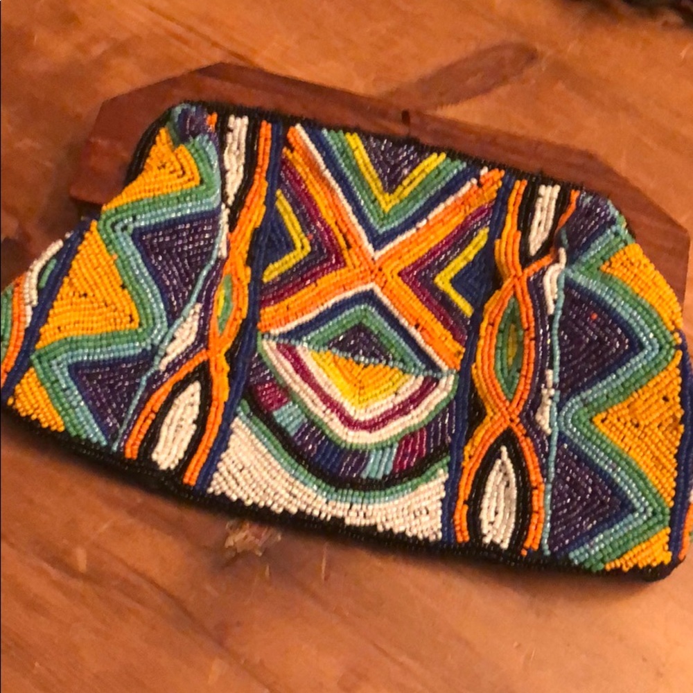 BINDI BEADED SEQUINS WOOD FRAME BAG